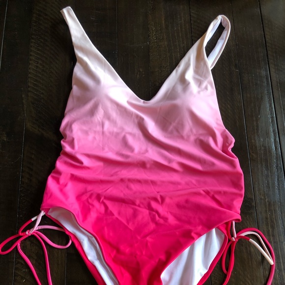 Swim Nib Pink Ombr Side Tie Bathing Suit Small Poshmark